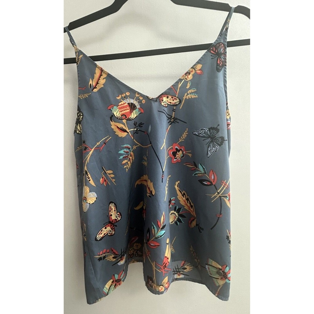 Abercrombie & Fitch Women XS Blue Butterfly Print Camisole Flowy Preppy Romantic